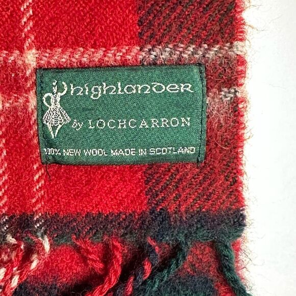 Highlander by Lochcarron Scotland Tartan Plaid Red Lambswool Scarf - Picture 7 of 8